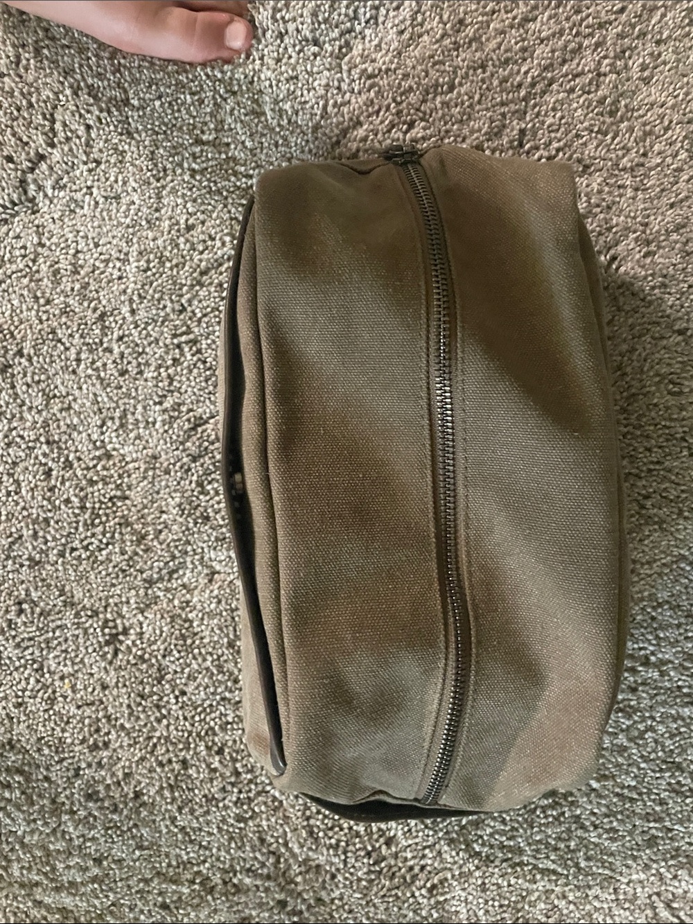 Men's Olive Canvas Travel Dopp Kit Toiletry Bag